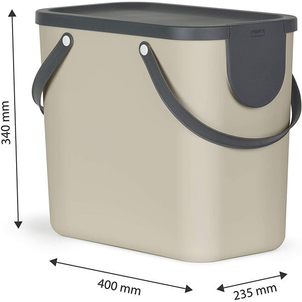 Gaiši brūna atkritumu šķirošanas pārstrādātas plastmasas atkritumu tvertne 25 l Albula – Rotho-image-2