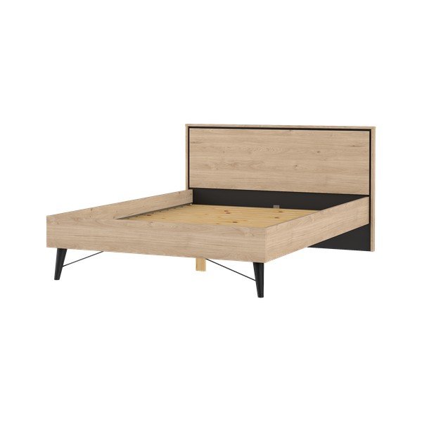 Dabīga toņa divvietīga gulta ar ozolkoka imitāciju un redelēm 140x200 cm Ry – Tvilum-image-3