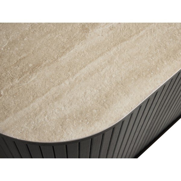 Tumša dabīga toņa kumode ar keramikas virsmu ar bīdāmām durvīm 165x76x45 cm Enna – Unique Furniture-image-4