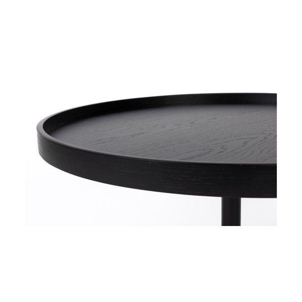 Melns apaļš žurnālgaldiņš ar ozolkoka imitācijas galda virsmu ø 70 cm Yuri L – White Label-image-2