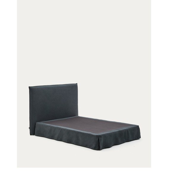 Antracīta pelēka polsterēta divvietīga gulta 160x200 cm Jaira – Kave Home-image-3