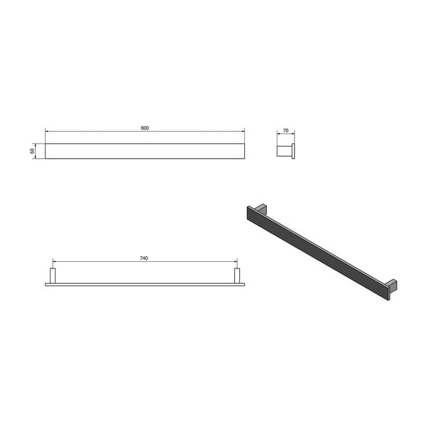 Matēti melns sienas dvieļu turētājs Patron – Sapho-image-3