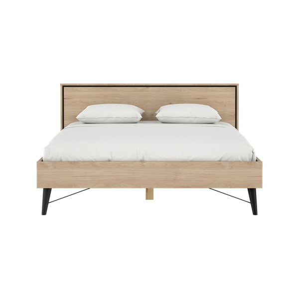 Dabīga toņa divvietīga gulta ar ozolkoka imitāciju un redelēm 160x200 cm Ry – Tvilum-image-4