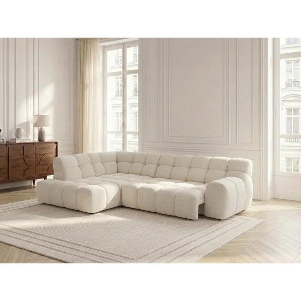 Balts salokāms/su elektriniu sėdynės reguliavimu stūra dīvāns (ar kreiso stūri/L veida) Andre – Bobochic Paris-image-3