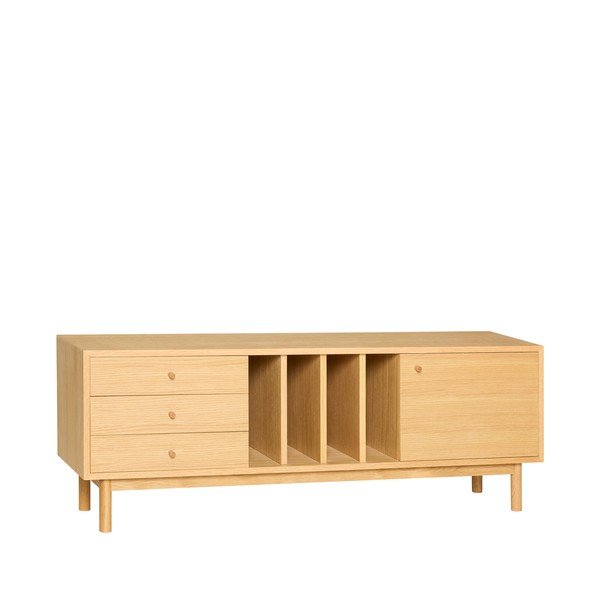 Dabīga toņa kumode ar ozolkoka imitāciju 140x50x37 cm Nobby – Hübsch-image-3