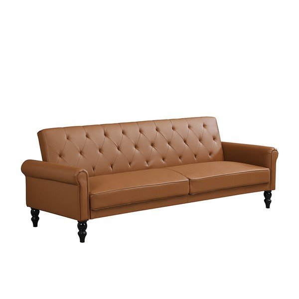 Konjakbrūns regulējams/salokāms dīvāns no ādas imitācijas 222 cm Tyne – Støraa-image-2