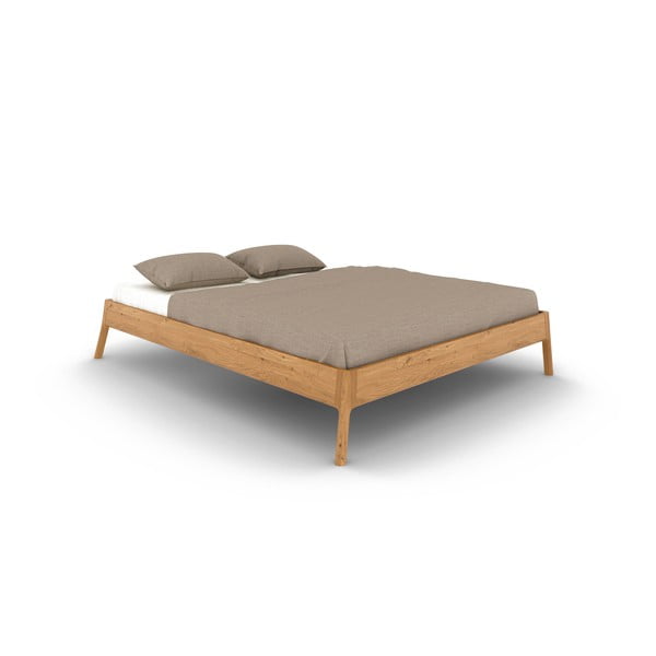Dabīga toņa ozola masīvkoka divvietīga gulta 160x200 cm Twig – The Beds