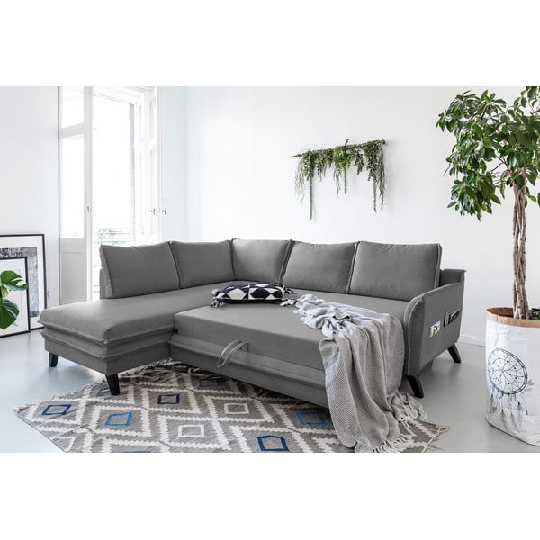 Tumši pelēks izlaižams stūra dīvāns Miuform Charming Charlie L, kreisais stūris-image-3