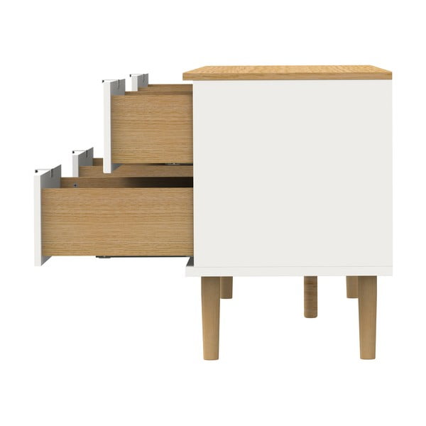 Balts/dabīga toņa TV galdiņš ar ozolkoka imitāciju 162x61 cm Skagen – Tenzo-image-4