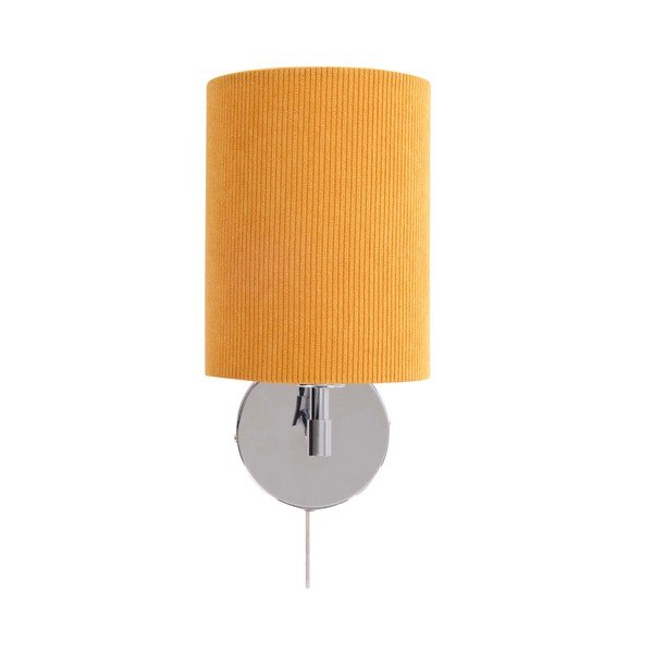 Dzeltena/spīdīgas sudraba krāsas tekstila sienas lampa ar vadu Seth – Jotex-image-3