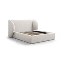 Gaiši pelēka polsterēta divvietīga gulta ar veļas kasti un redelēm 160x200 cm Miley – Micadoni 