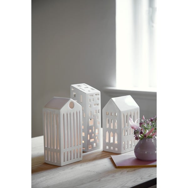 Balts keramikas svečturis Kähler Design Urbania Lighthouse High Building-image-3