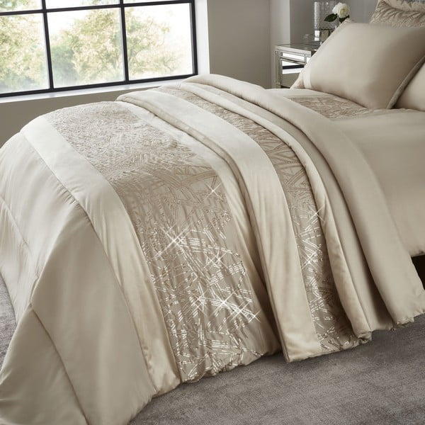 Bēšs samta stepēts gultas pārklājs divvietīgai gultai 220x230 cm Sparkle – Catherine Lansfield