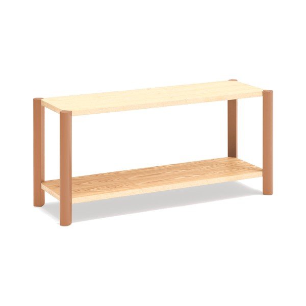 Ķieģeļu sarkans/gaiša dabīga toņa plaukts ar ozolkoka imitāciju 126x59x43 cm Bona – Teulat-image-2