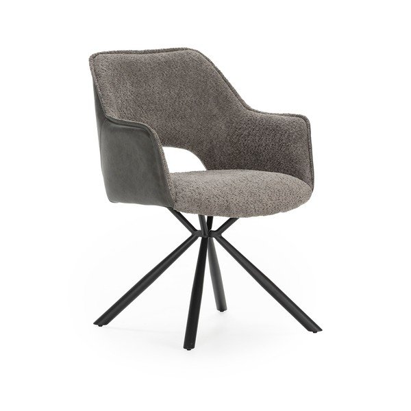 Pelēki polsterēti ēdamistabas krēsli ar roku balstiem (2 gab.) Mariel – Marckeric