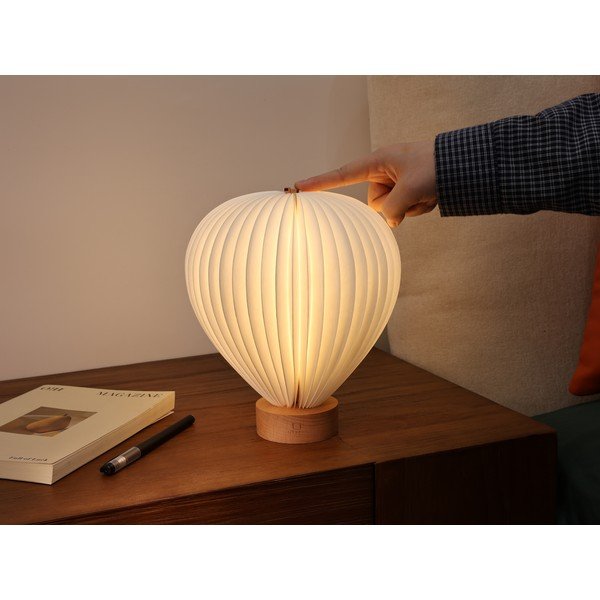 Balta LED galda lampa ar regulējamu spilgtumu un papīra abažūru (augstums 20 cm) Aeris – Gingko-image-4