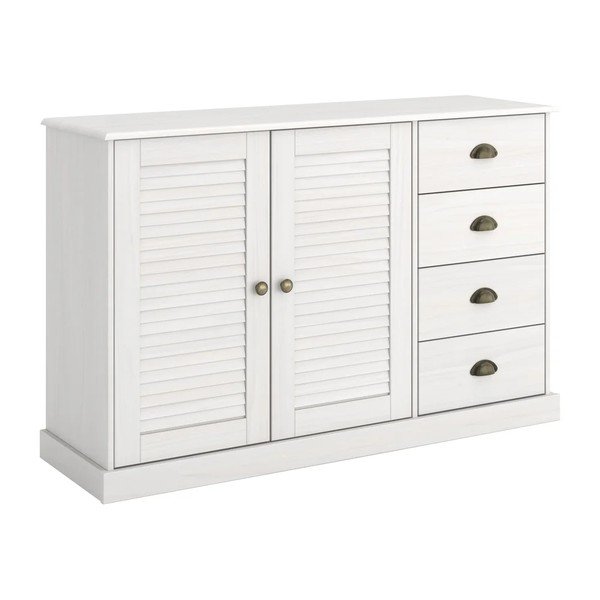 Balta priedes masīvkoka kumode 125x80x38 cm Edith – Støraa-image-4