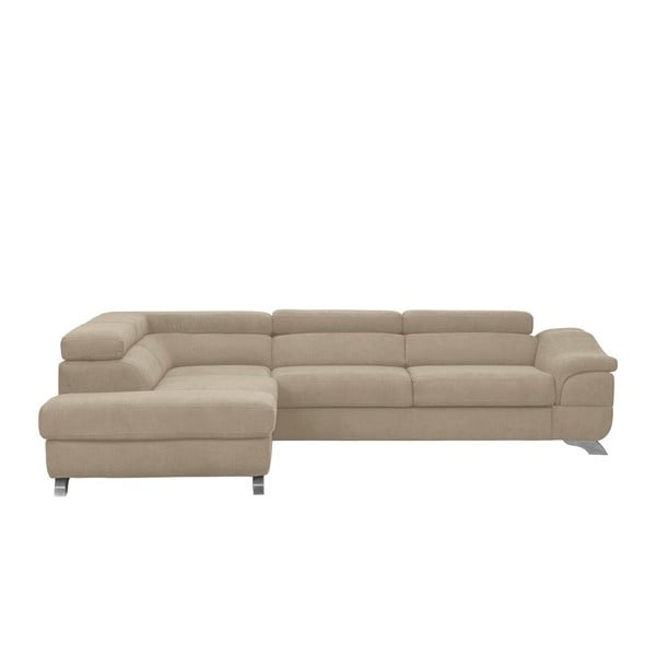 Windsor & Co Dīvāni Gamma brūns un pelēks dīvāns ar samta polsterējumu, kreisais stūris