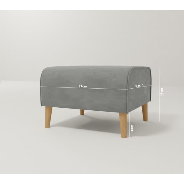 Gaiši pelēks samta kāju soliņš Carole – Ropez-image-3