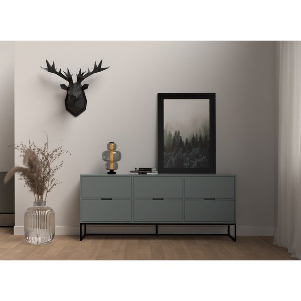 Pelēki zaļa zema kumode 176x76 cm Lipp – Tenzo-image-1