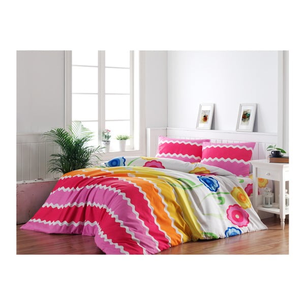 Krāsaina gultasveļa divguļamai gultai no ranforce kokvilnas Happy Day, 200 x 220 cm