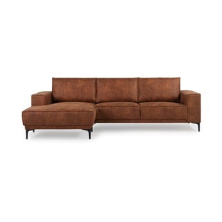 Konjaka brūns stūra dīvāns no ādas imitācijas Scandic Copenhagen, kreisais stūris