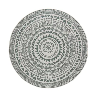 Zaļš un krēmkrāsas āra paklājs NORTHRUGS Coron, ø 140 cm
