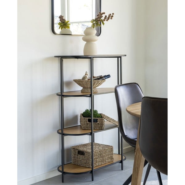 Melns grāmatu plaukts ar ozolkoka imitāciju 36x111 cm Vita – House Nordic-image-1