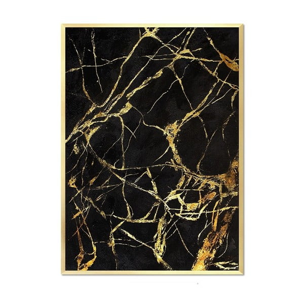 Sienas ar rokām apgleznota glezna JohnsonStyle Gold & Black Marble Duro, 53 x 73 cm