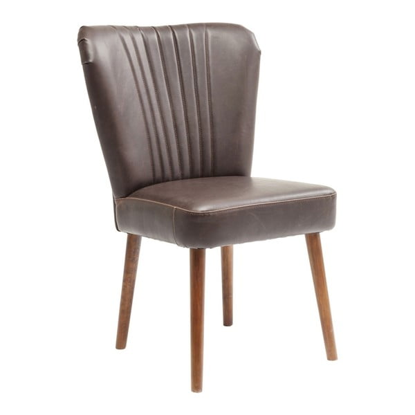 Brūns ādas krēsls ar bērza koka struktūru Kare Design Filou