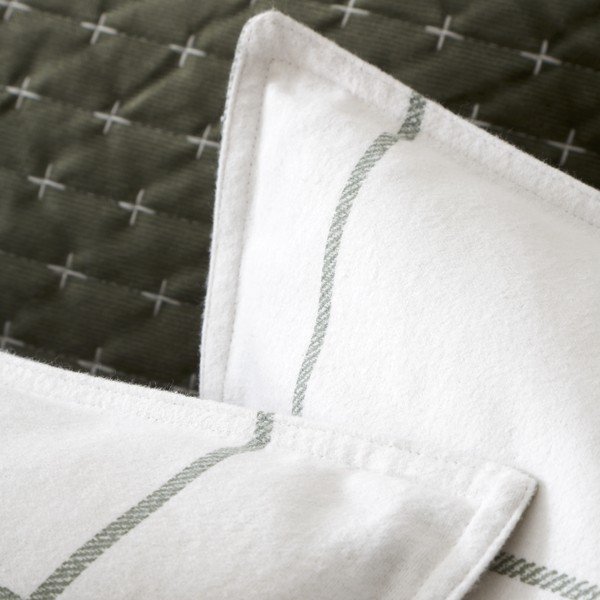 Zaļa/krēmkrāsas divguļamā flaneļa gultas veļa 200x200 cm Brushed Regal Check – Bianca-image-4