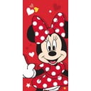 Sarkans kokvilnas bērnu dvielis 70x140 cm Minnie "Red heart" – Jerry Fabrics