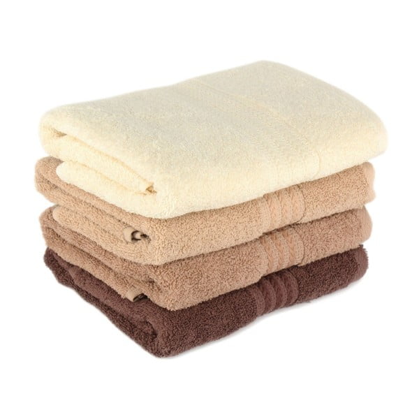 4 brūnu kokvilnas dvieļu komplekts Foutastic Home, 50 x 90 cm-image-1