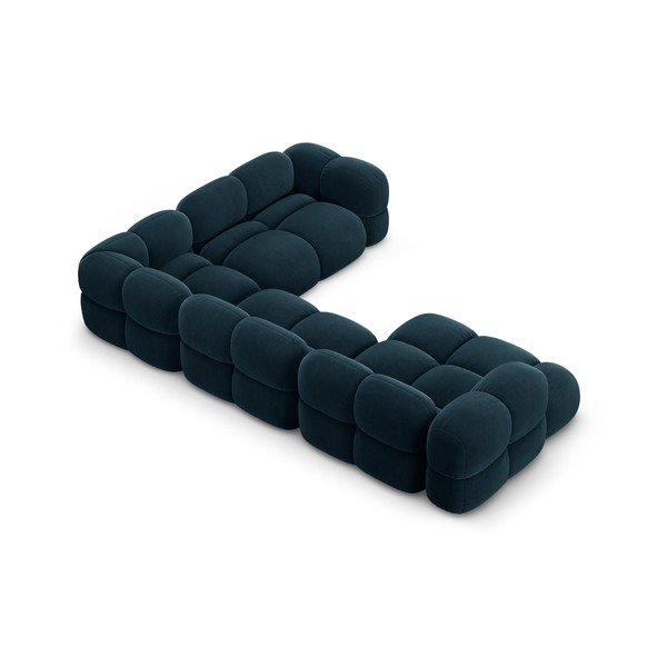 Tumši zils samta stūra dīvāns (ar labo stūri/U veida) Loretto – Cosmopolitan Design-image-3