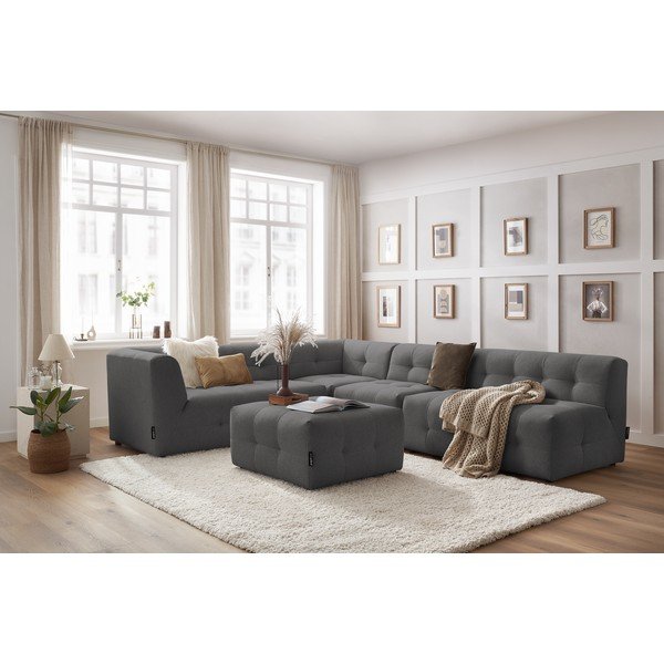 Tumši pelēks stūra dīvāns (kreisais stūris) Kleber – Bobochic Paris-image-1
