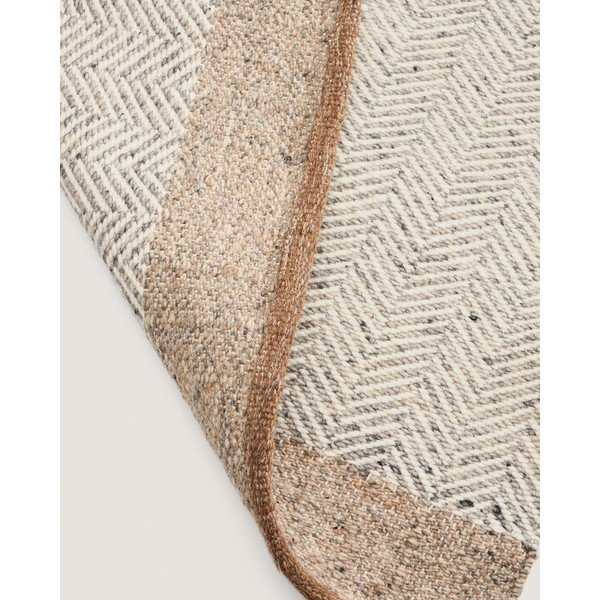 Bēšs divpusējs/ar rokām darināts vilnas celiņa paklājs 80x200 cm Nifelia – Kave Home-image-4