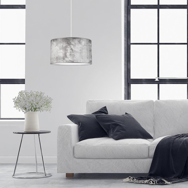 Pelēka piekaramā lampa ar auduma abažūru ø 35 cm Print – LAMKUR-image-1