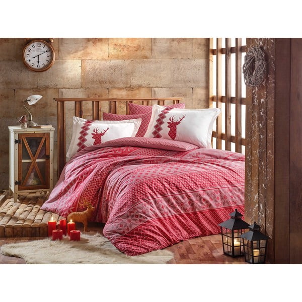 Gultasveļa ar kokvilnas poplīna pārklāju divguļamai gultai Hobby Clarinda Red, 200 x 220 cm