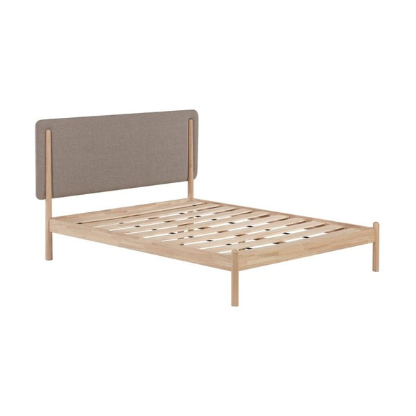 Pelēka/dabīga toņa divguļamā gulta no gumijas koka ar režģi 160x200 cm Shayndel – Kave Home-image-2