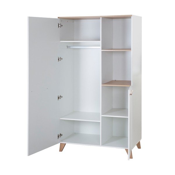 Balts bērnu drēbju skapis ar ozolkoka imitāciju 52x180x180 cm Léon – Roba-image-4
