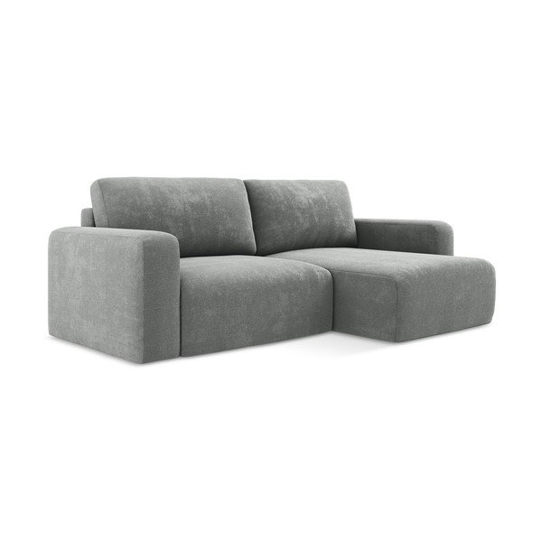 Pelēks salokāms stūra dīvāns no šenila auduma ar uzglabāšanas vietu (ar labo stūri/ar zvilni) Kona – Makamii-image-2