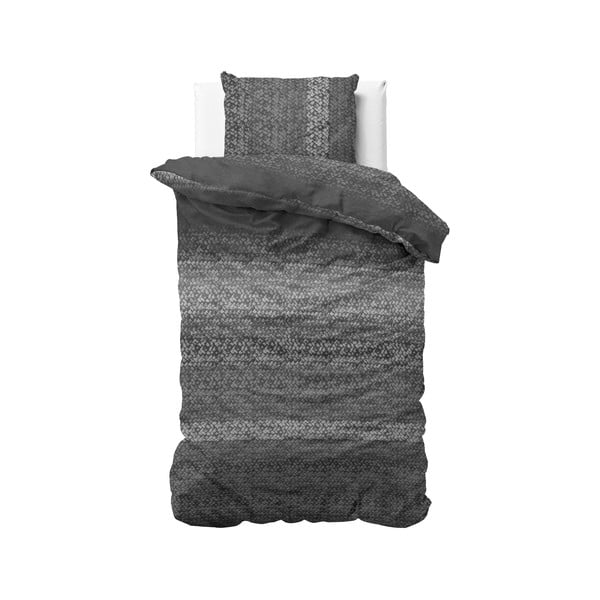 Pelēka flaneļa vienvietīga gultasveļa Dreamhouse Gradient Knits, 200 x 220 cm