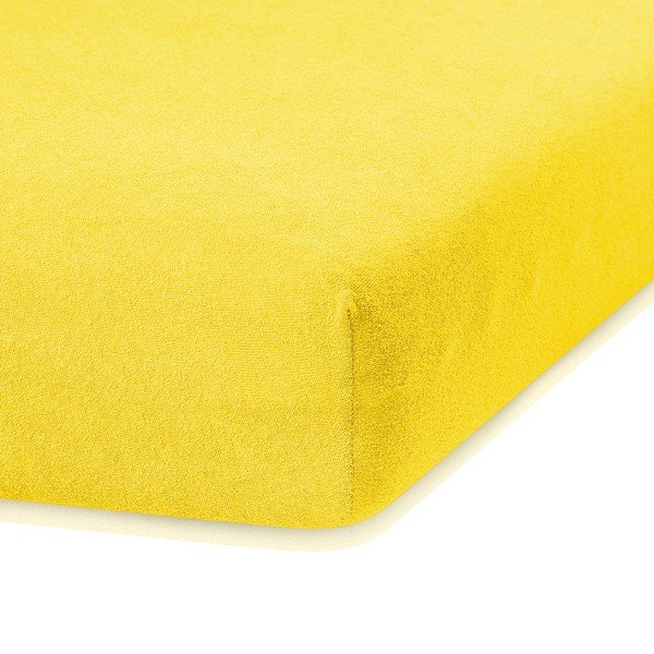 Dzeltens elastīgs palags divguļamai gultai AmeliaHome Ruby Siesta, 220/240 x 220 cm-image-1