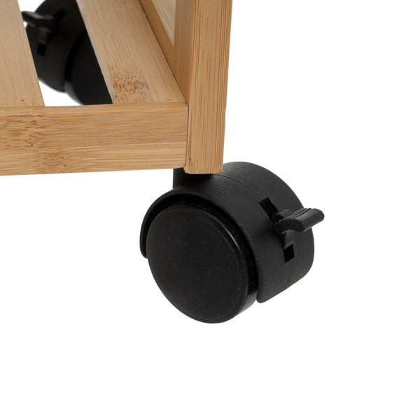 Dabīga toņa bambusa plaukts uz riteņiem 44x75 cm – Casa Selección-image-2