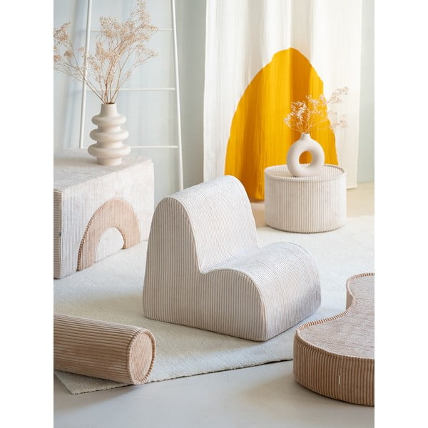 Krēmkrāsas velveta bērnu atpūtas krēsls Cloud – Wigiwama-image-1