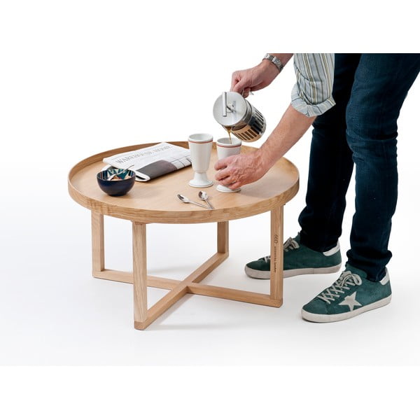 Apaļš koka galds no ozolkoka Wireworks, Ø 66 cm-image-1