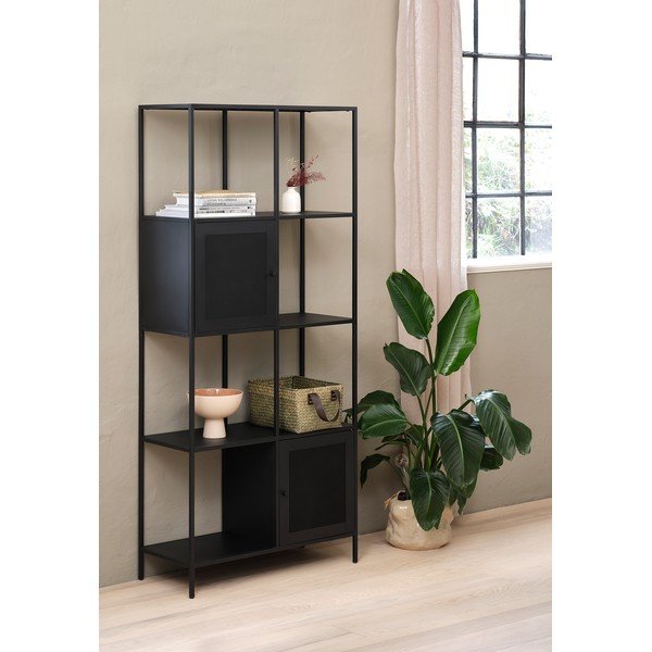 Melns metāla grāmatu plaukts 80x180 cm Malibu – Unique Furniture-image-1