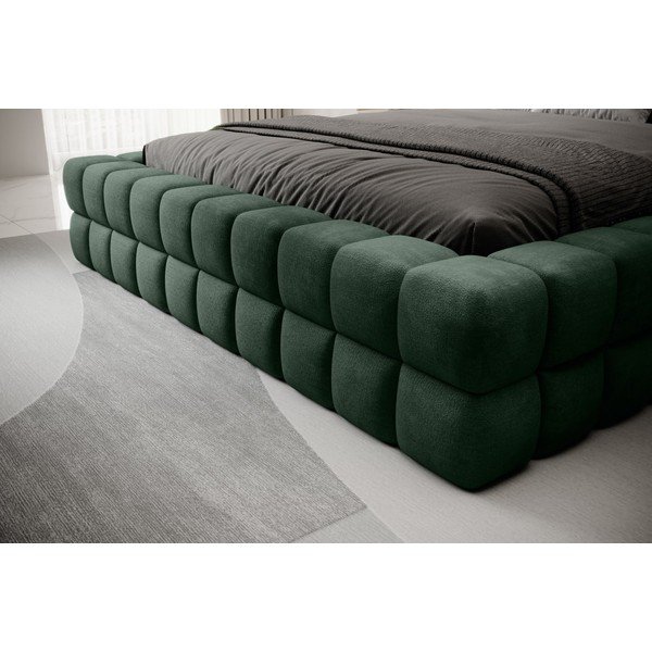 Tumši zaļa polsterēta divvietīga gulta ar veļas kasti un ar redelēm 140x200 cm Dizzle – ELTAP-image-4