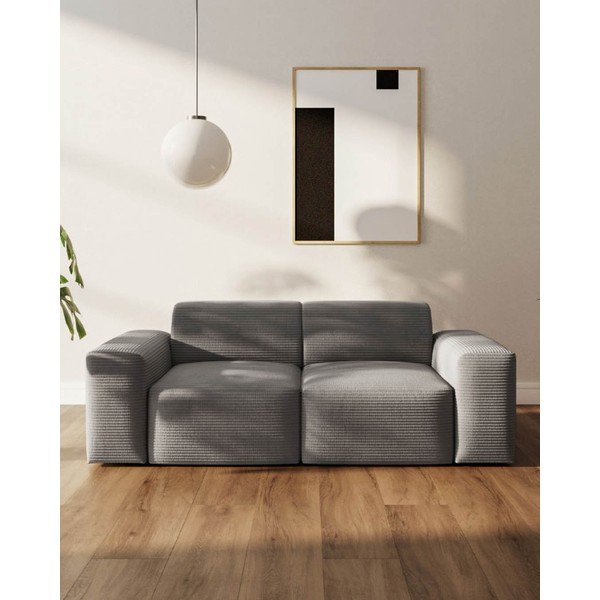 Pelēks velveta dīvāns 205 cm Fluvio – MESONICA-image-3