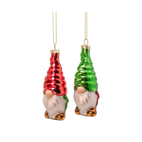 Stikla ar rokām izgatavoti Ziemassvētku eglītes rotājumi (2 gab.) ø 4 cm Gonk – Sass & Belle